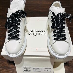 Alexander McQueen White Sneakers with Black Laces